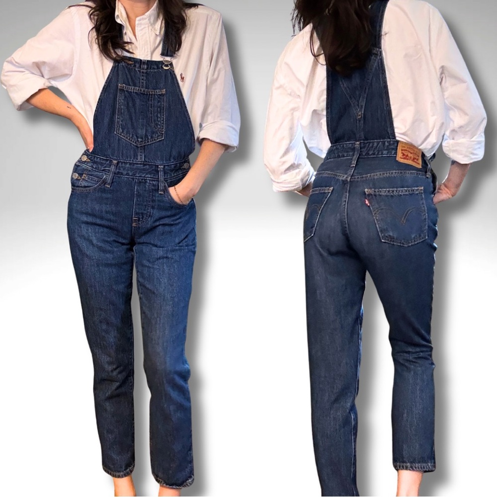 Levi’s Denim 100% Cotton Slim Straight Leg Dark Wash Overalls XS